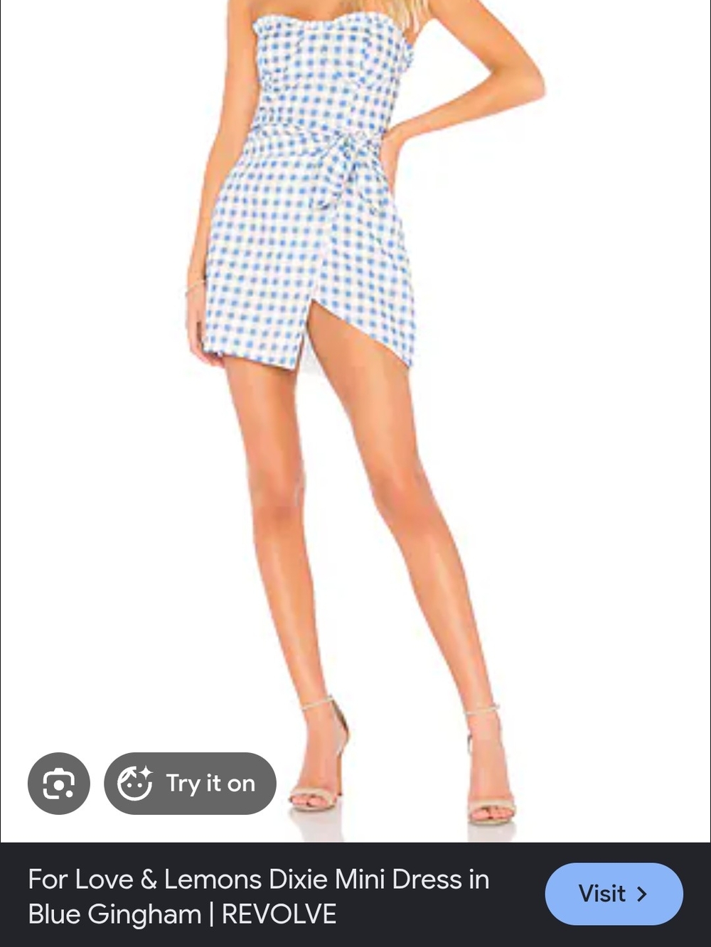 For Love And Lemons Blue Gingham Mini Dress Medium